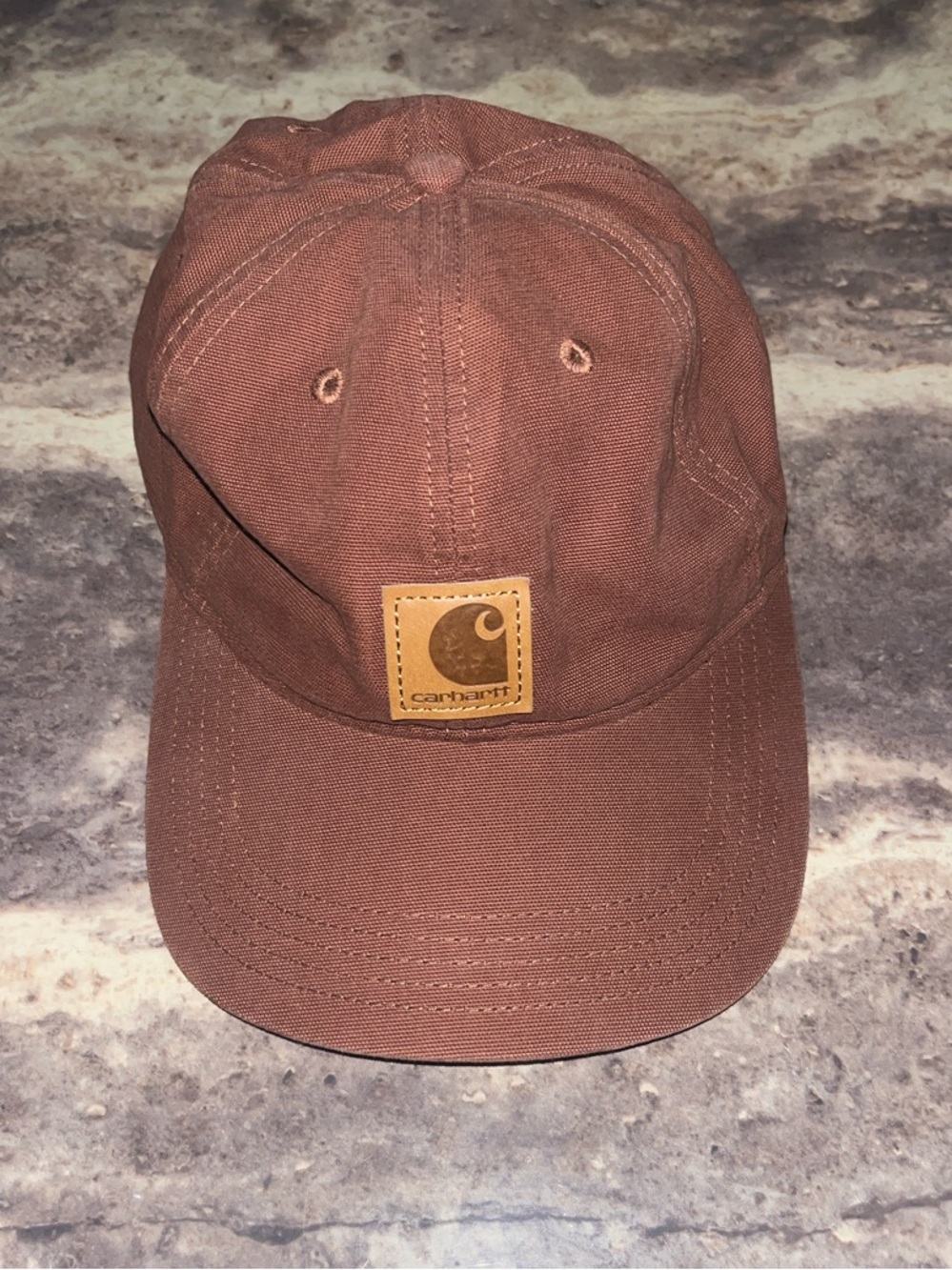 Carhartt Rust Brown Canvas Baseball Cap with Leather Patch